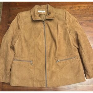 Allison Daley Faux Suede Jacket Women's Size 14 Camel Brown